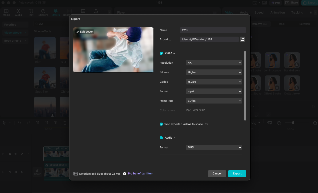 Export Blurred Background Video