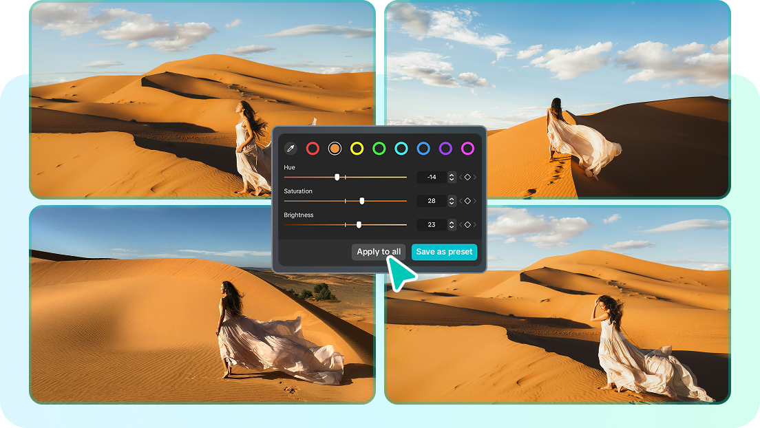  Applying HSL color adjustments to all clips in CapCut for a consistent look