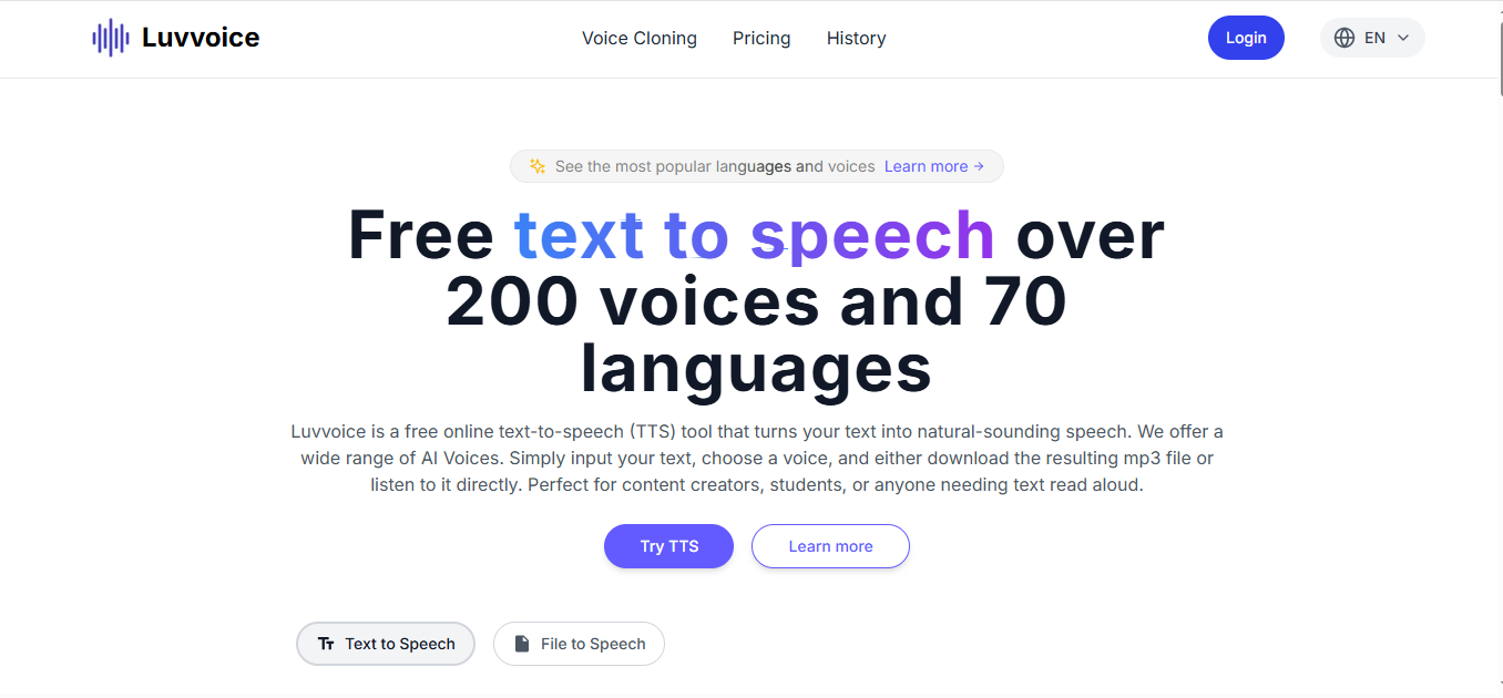 Interface die de LuvVoice AI toont
