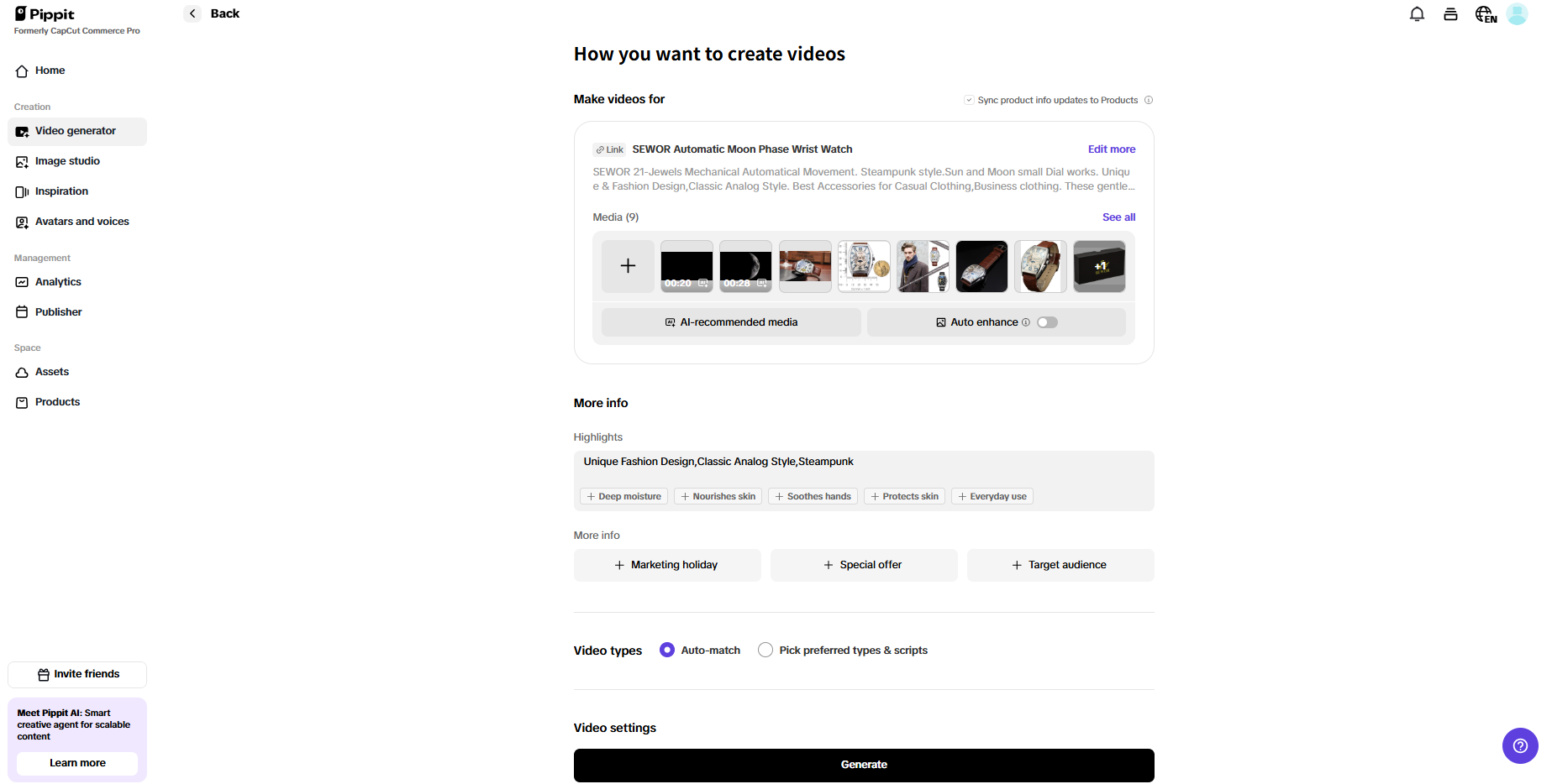 Set and edit your video