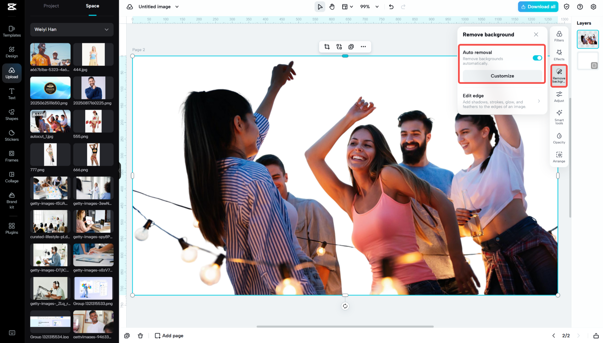 Reinigen und Hochskalieren eines Bildes mit CapCut Web