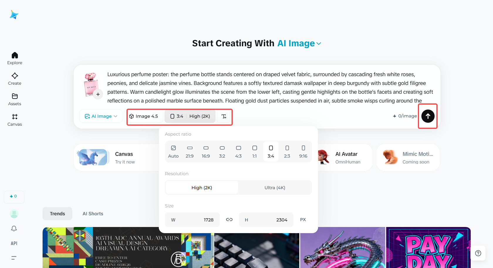Select the Seedream 5.0 model for perfume poster generation
