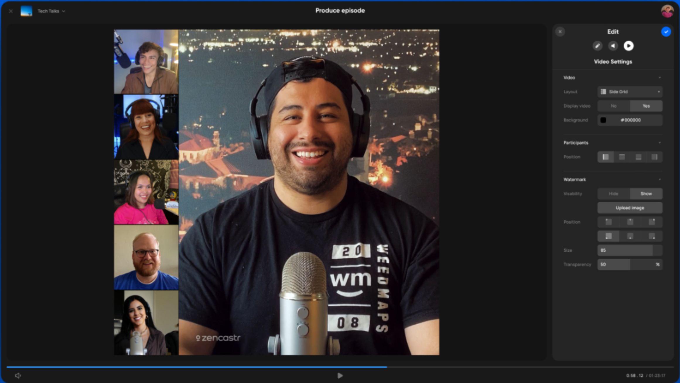 Interface of Zencastr- the best podcast video recording software