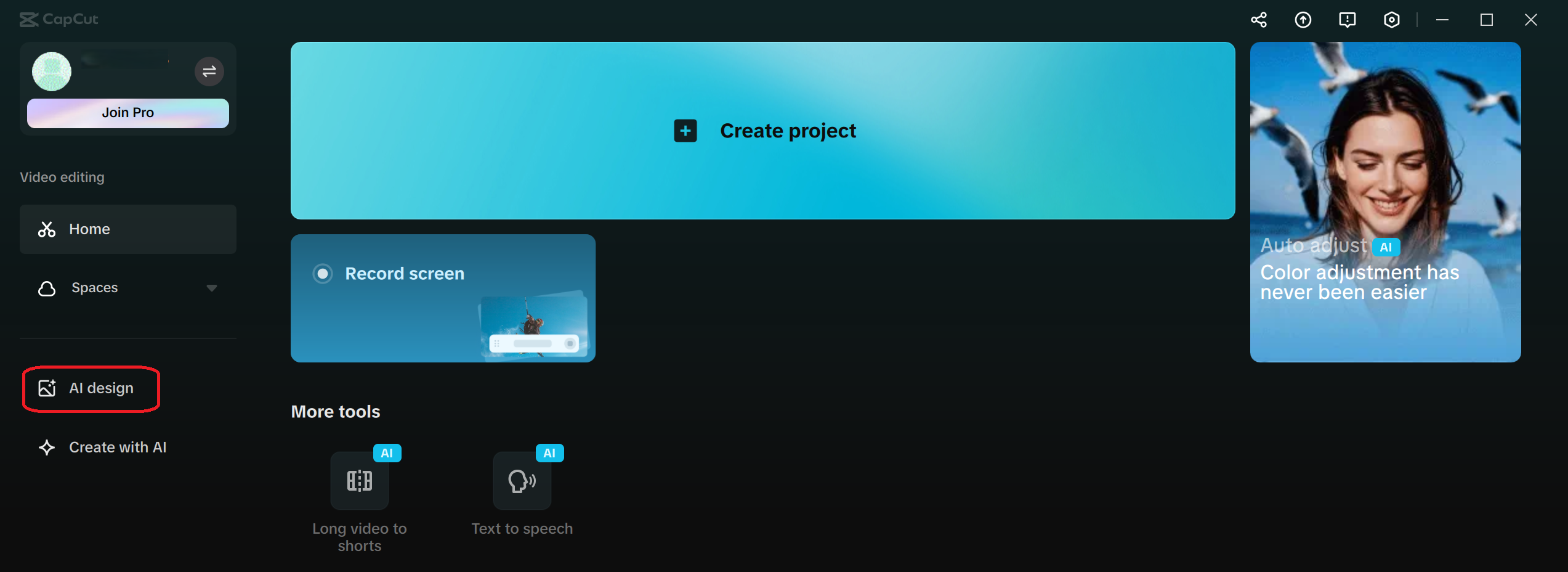 AI design on CapCut desktop