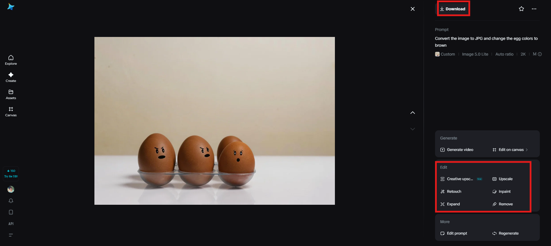 Refine and download the final image