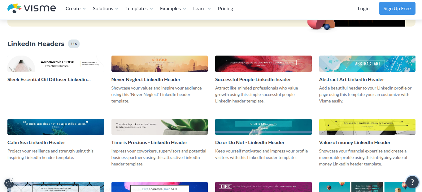 Visme helps non-designers create attractive LinkedIn banners