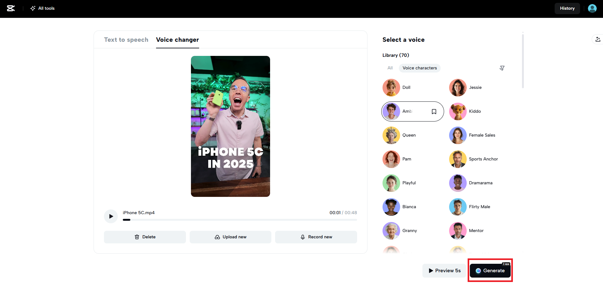 Generate your newly voiced video