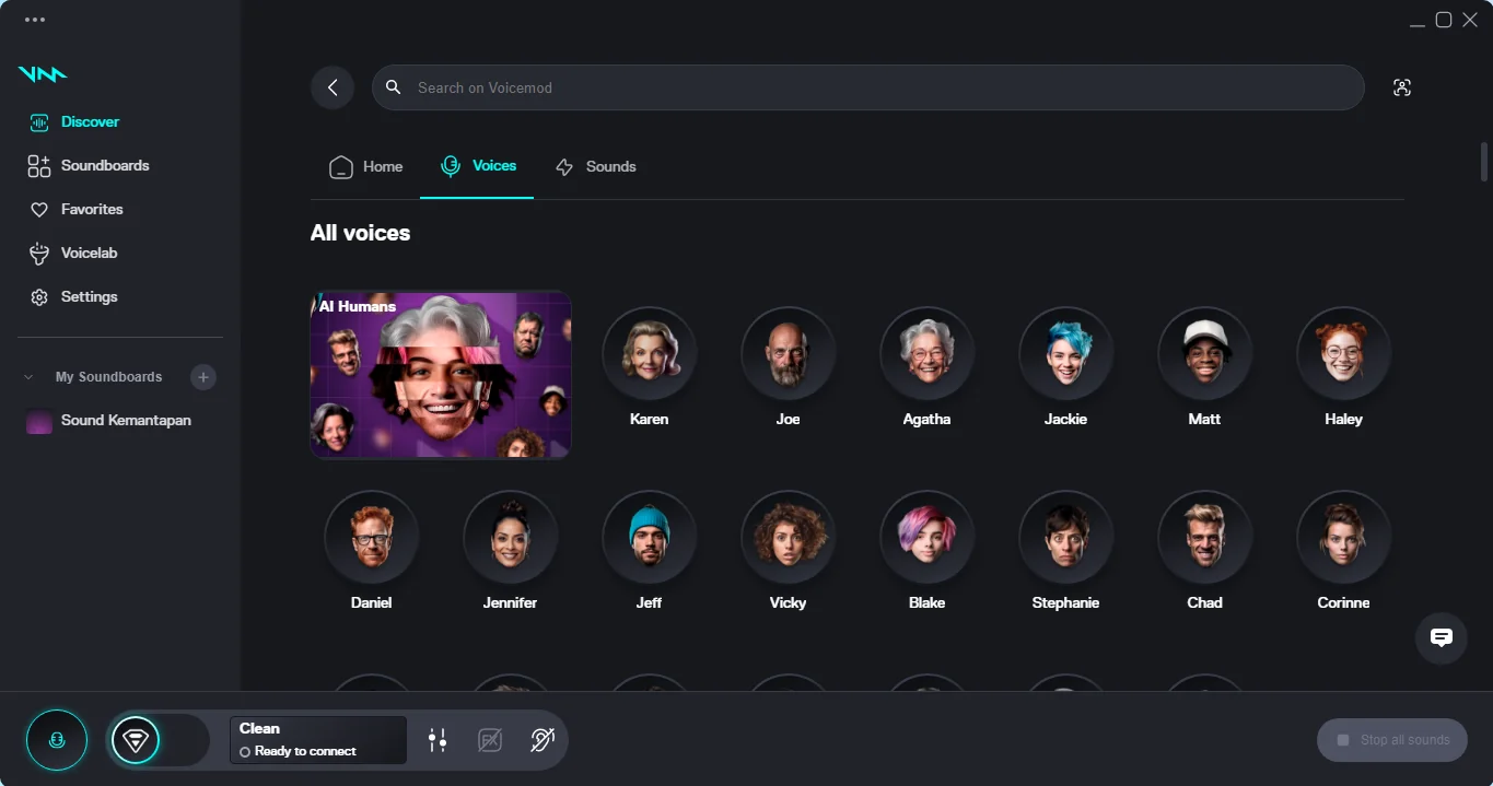Interfaccia di Voicemod