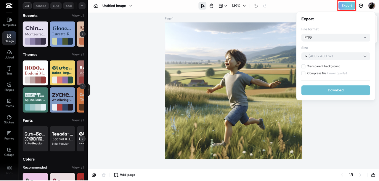 Export and download