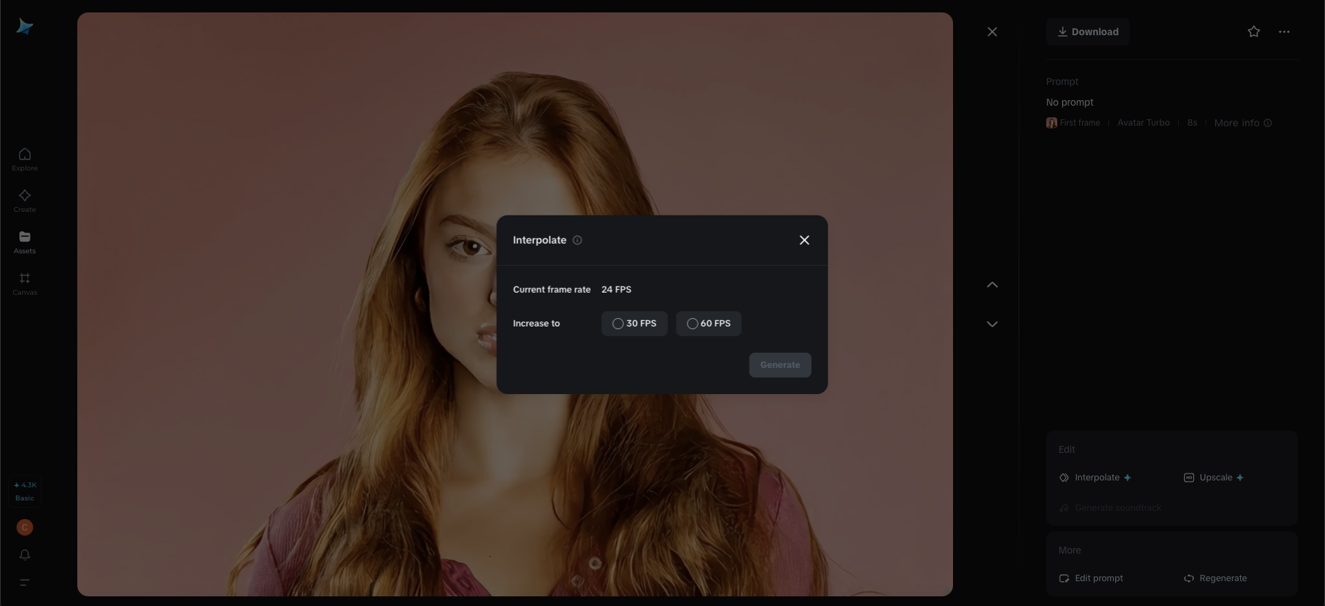 Interpolate frames