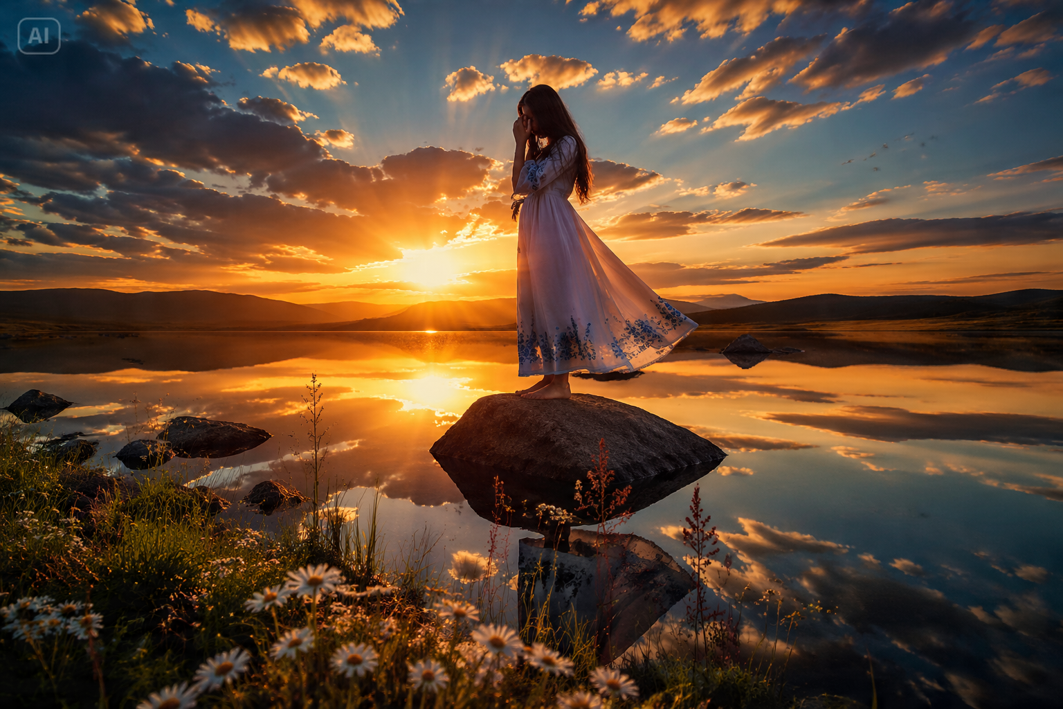 Mensajes virales de edición de fotos del río al atardecer