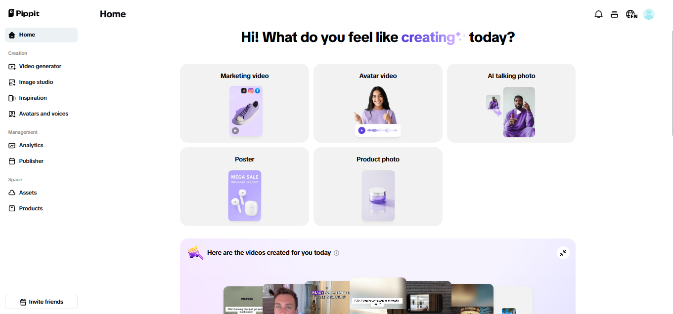 Centro de marketing phygital Pippit AI