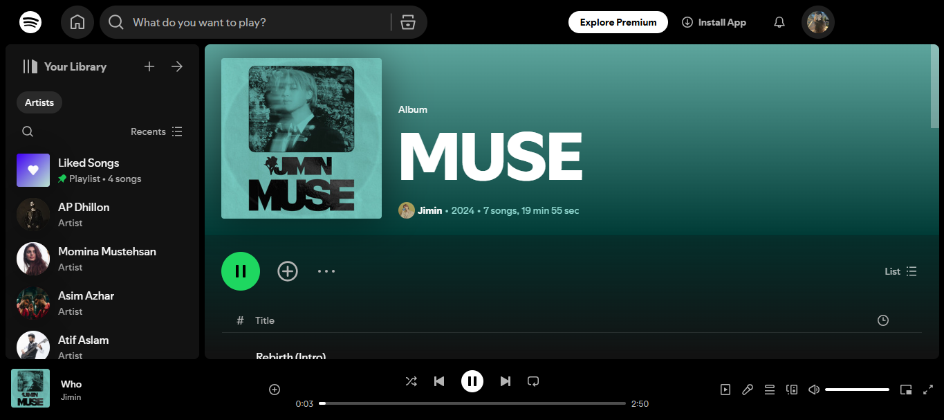 Cover of Who - שיר K-pop פופולרי בשירים המובילים של Spotify כיום