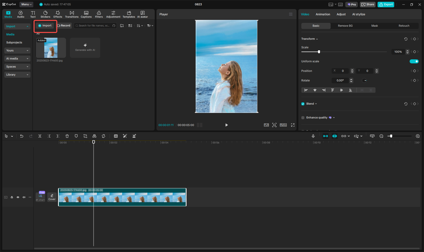 Import your photo from the device