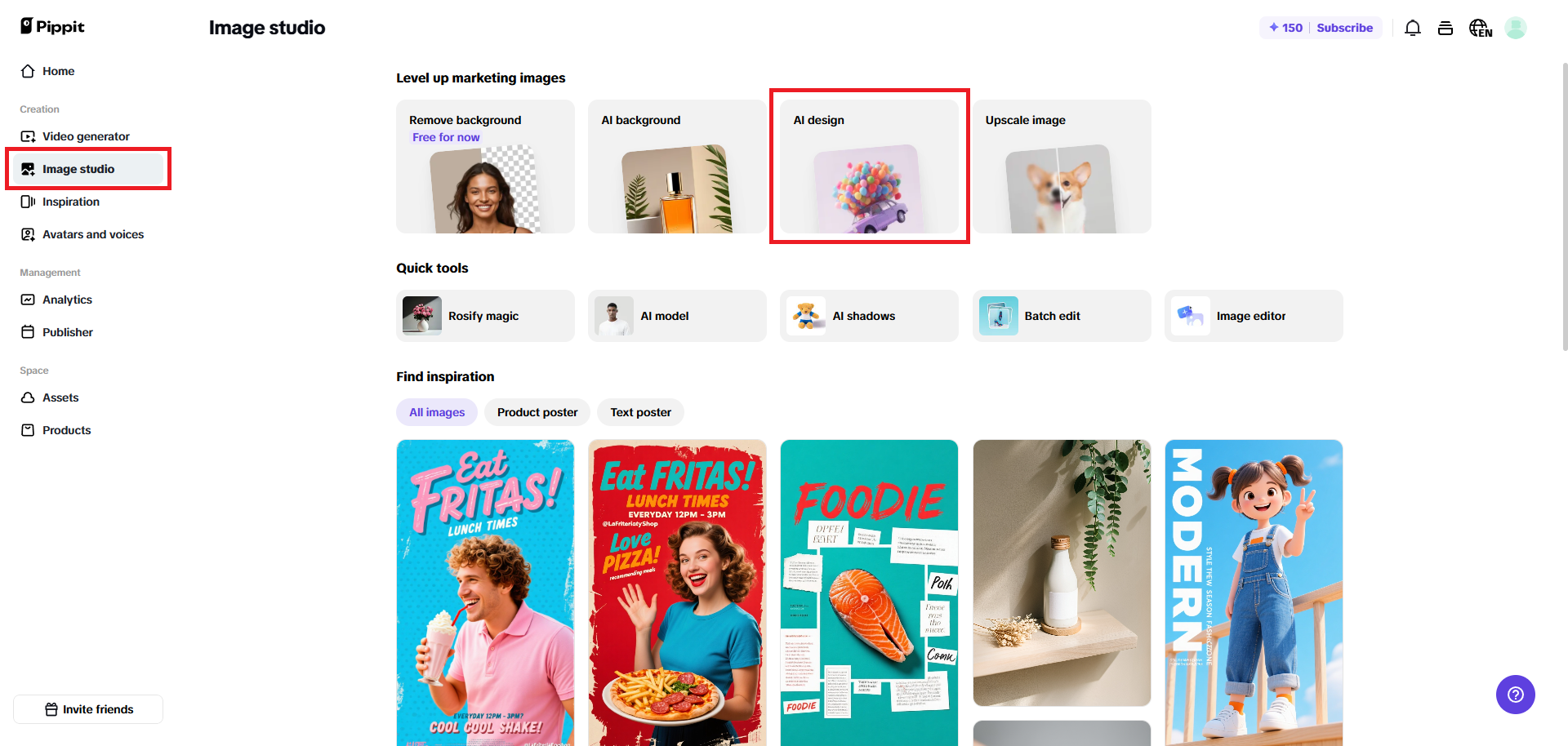Selecione o recurso de design com IA
