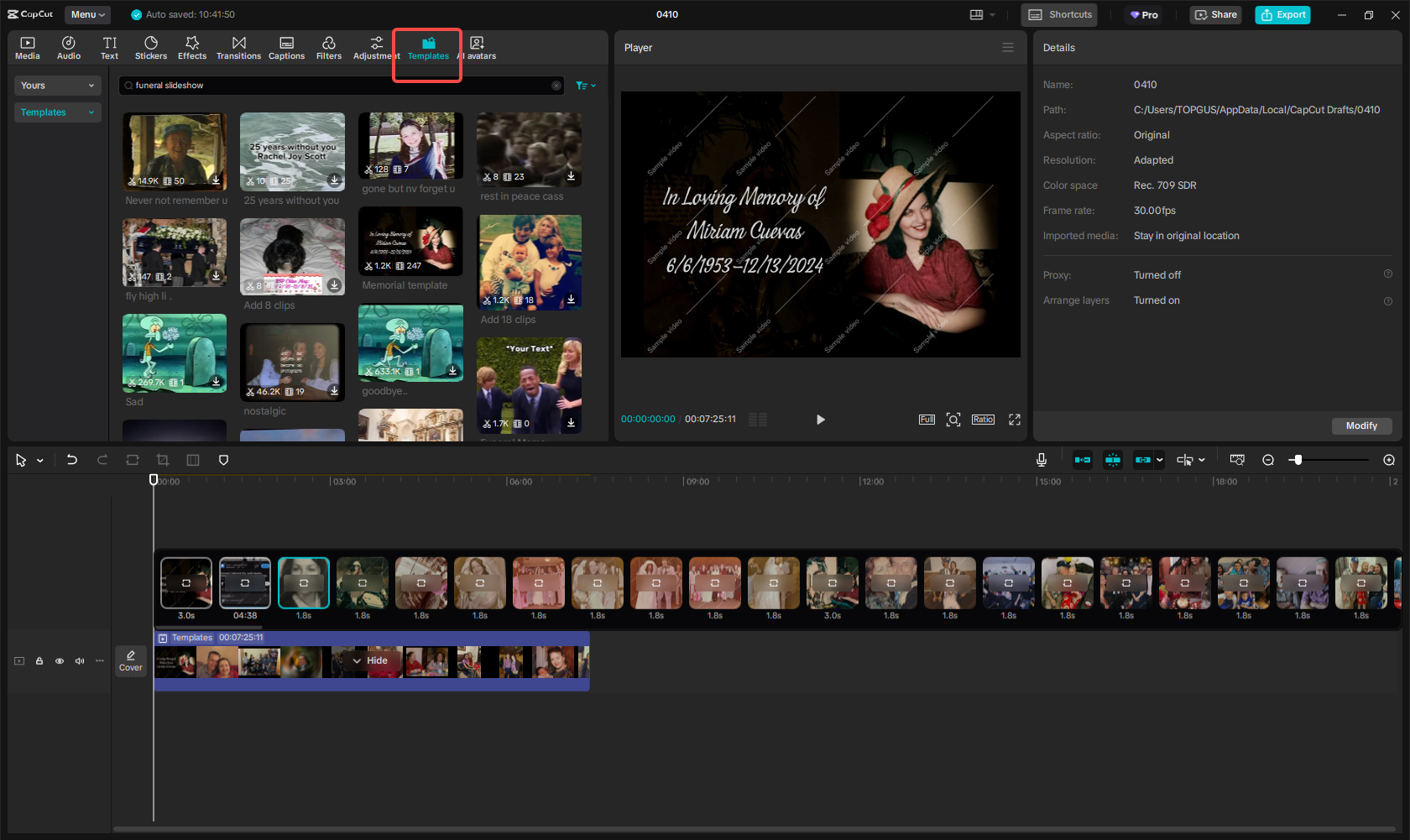 Funeral slideshow templates