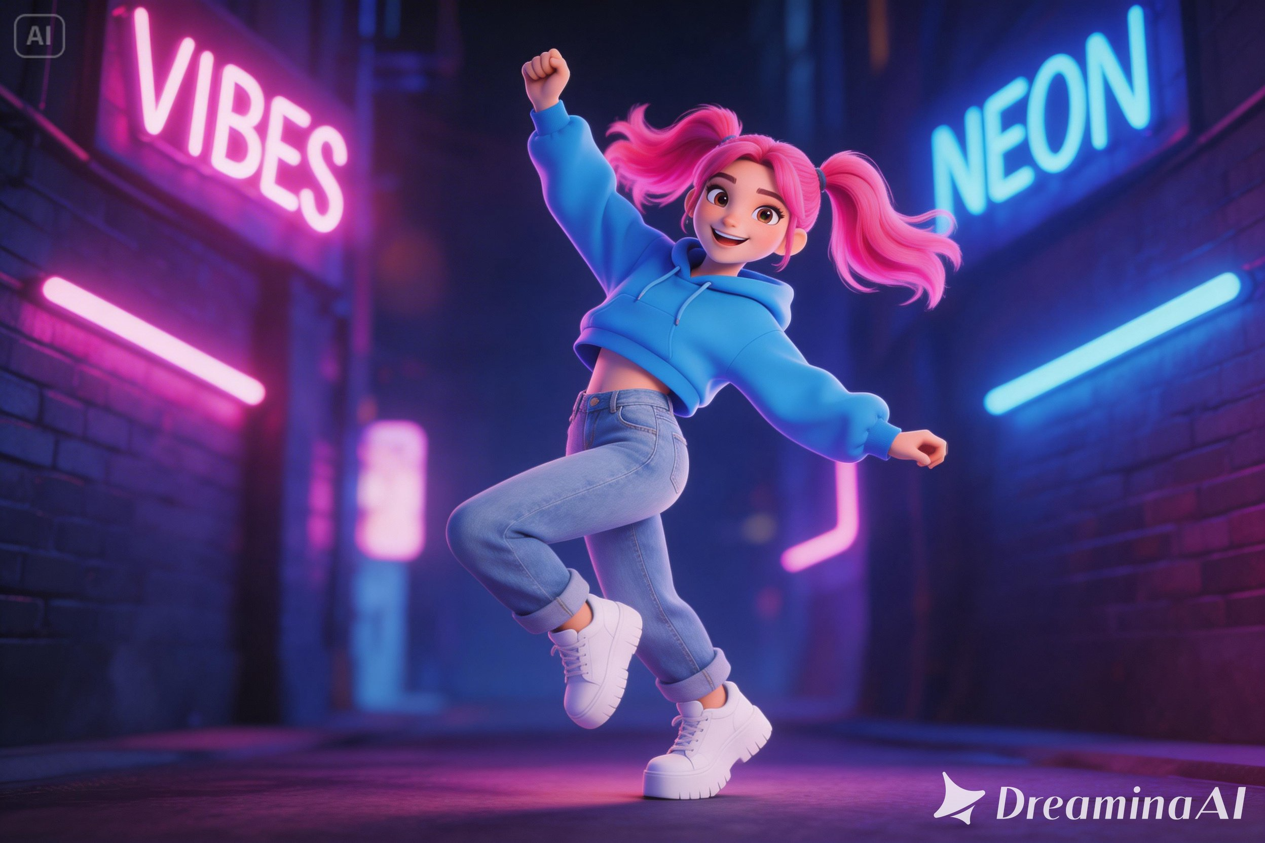 KI-Tanz und lustige Figuren