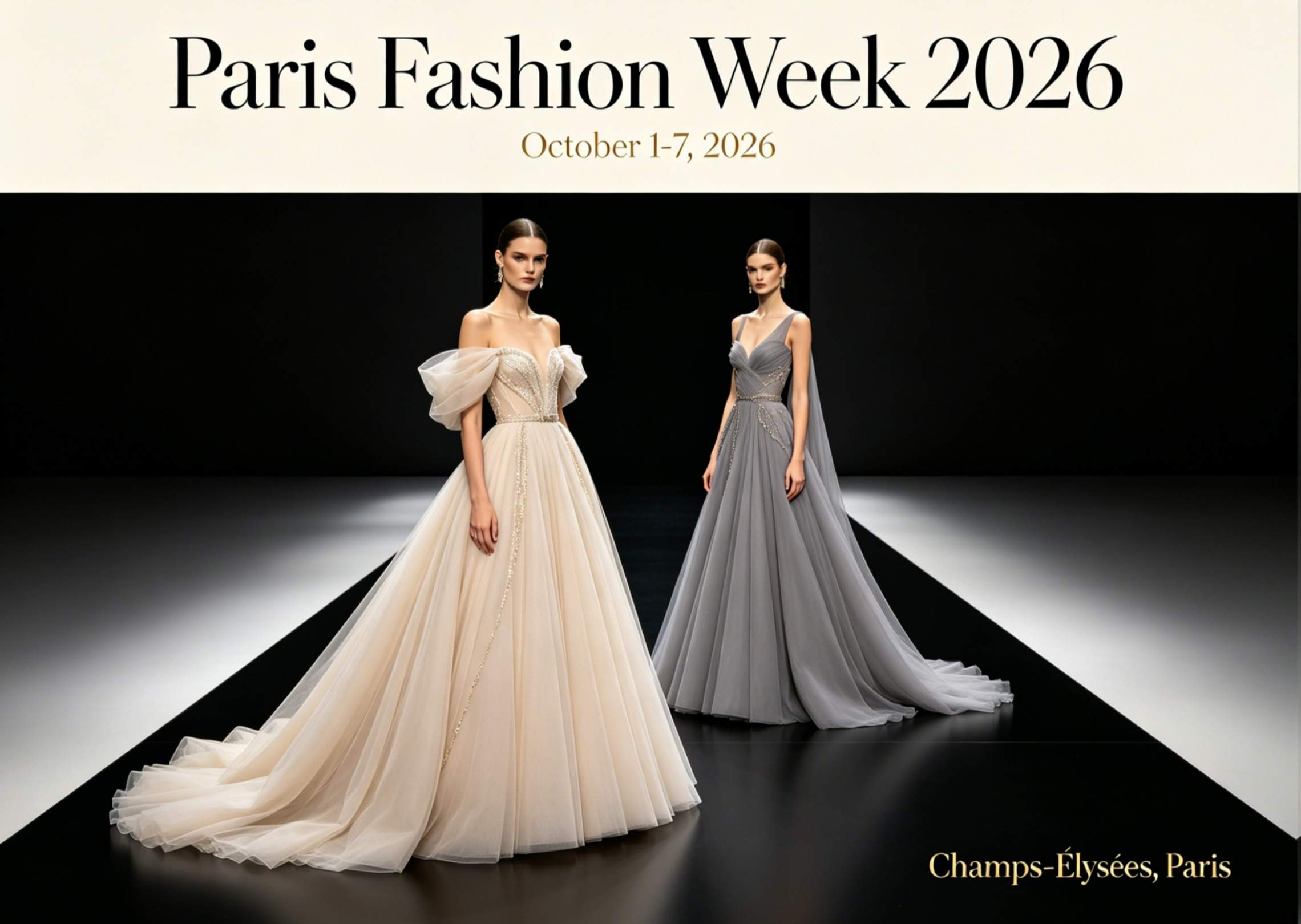 Generate a luxury fashion poster for “Paris Fashion Week 2026”