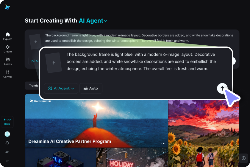  에이전트 모드로 사진 그리드 디자인 생성