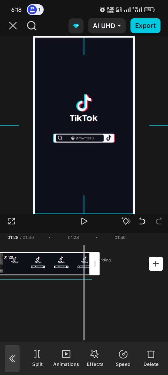 Deleting the end clip to remove the watermark in CapCut mobile