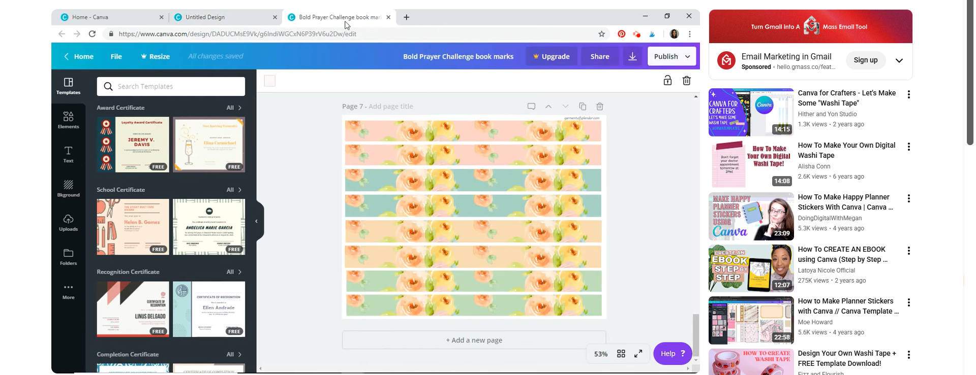 washi tape designs aesthetic with a drag-and-drop tool