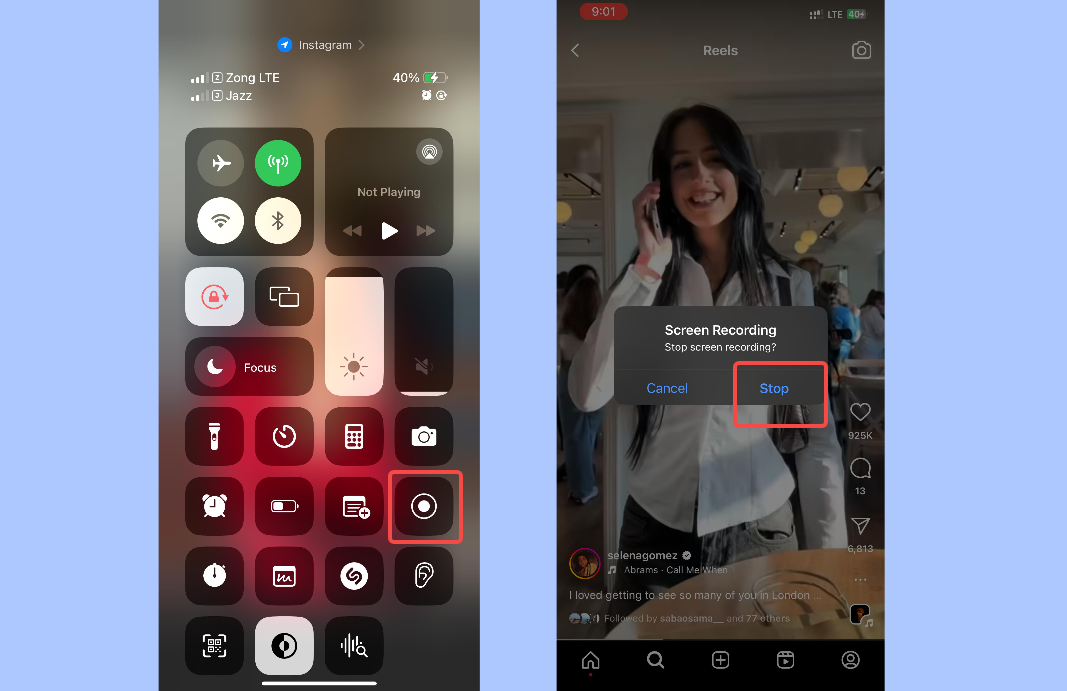 Скачать Reels , записав на iOS