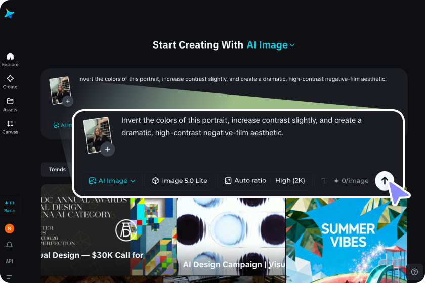 Upload your image and describe the inversion