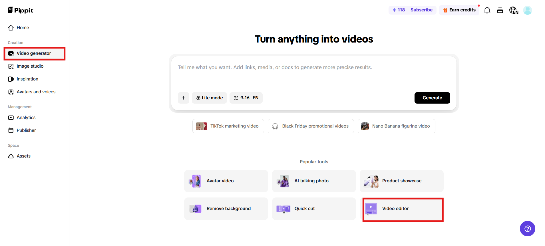 進入視頻編輯器