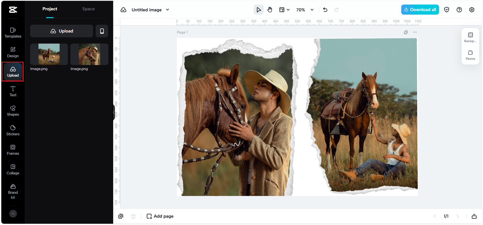 Drag and drop images into frames