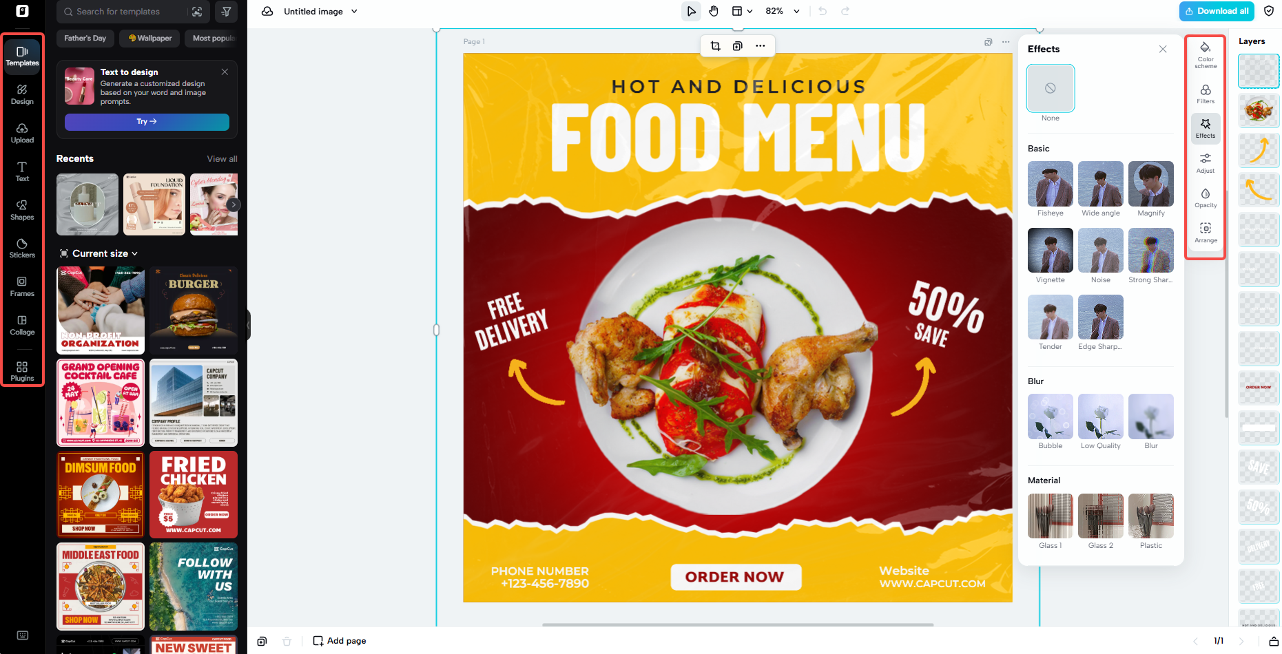 Edit food packaging design templates