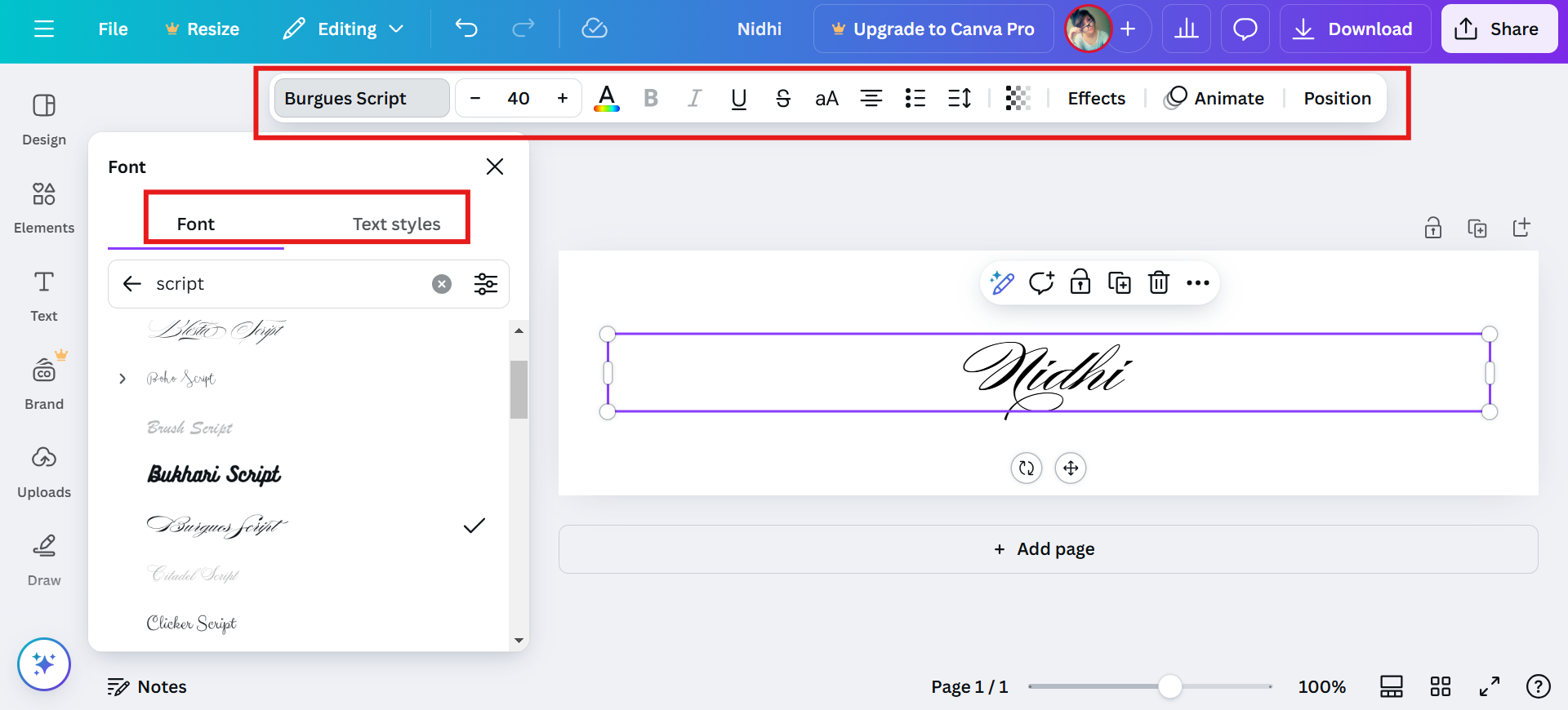 customize the signature