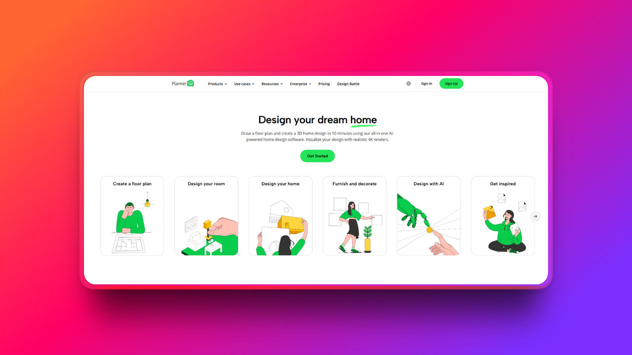 Planner 5D's officiële website
