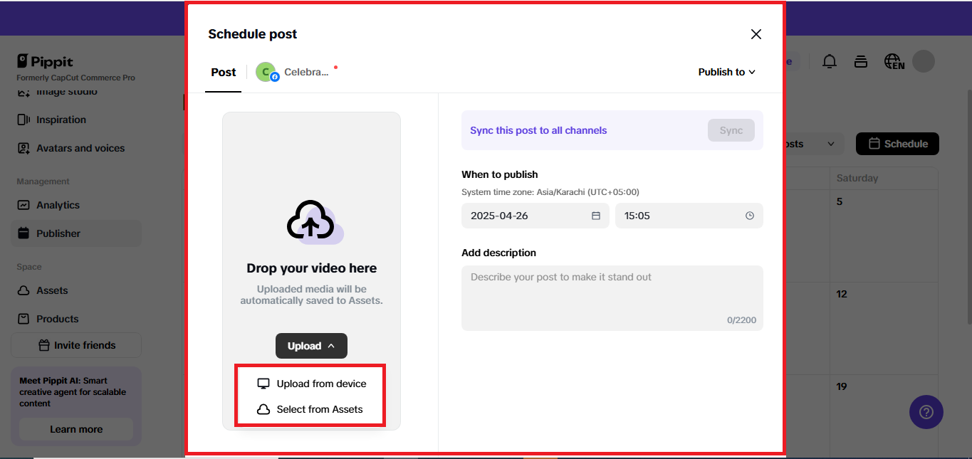 Pippit's post scheduler