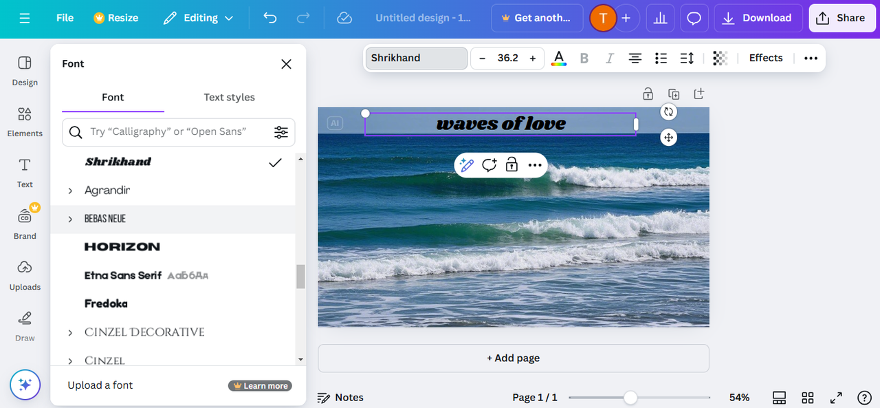 Canva's interface
