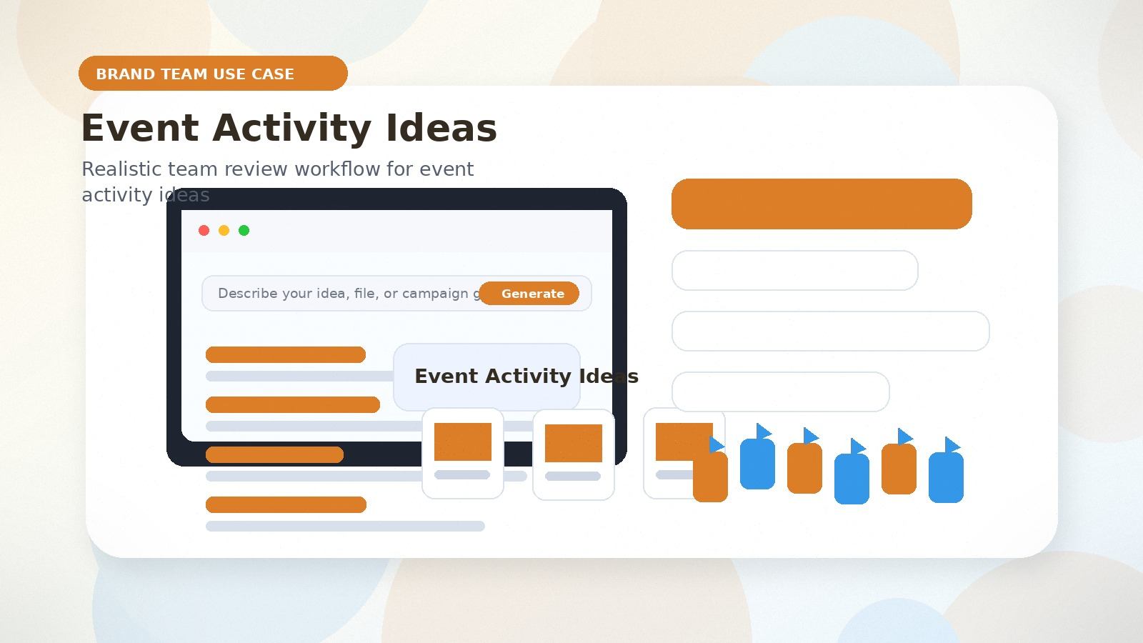 Event Activity Ideas realistic brand team use case visual for event activity ideas