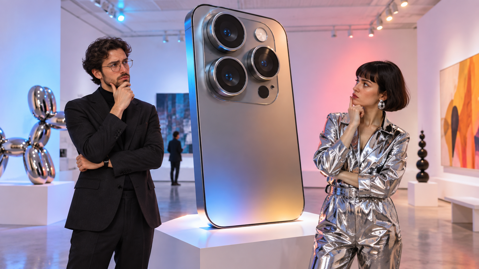 Invite amusante pour iPhone 18 Pro Max : Sculpture du musée du futur téléphone