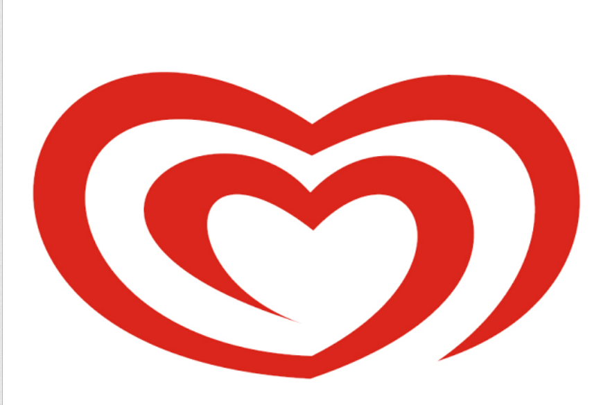 Logotipo da Marca do Coração da Unilever para sorvetes com coração em espiral.