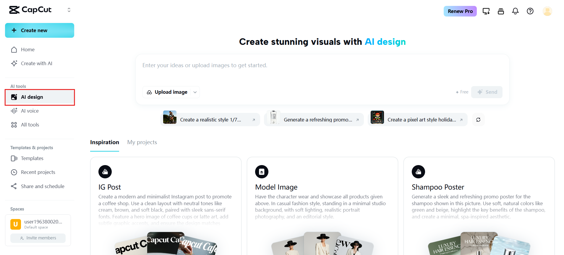 Navigate to AI design tool