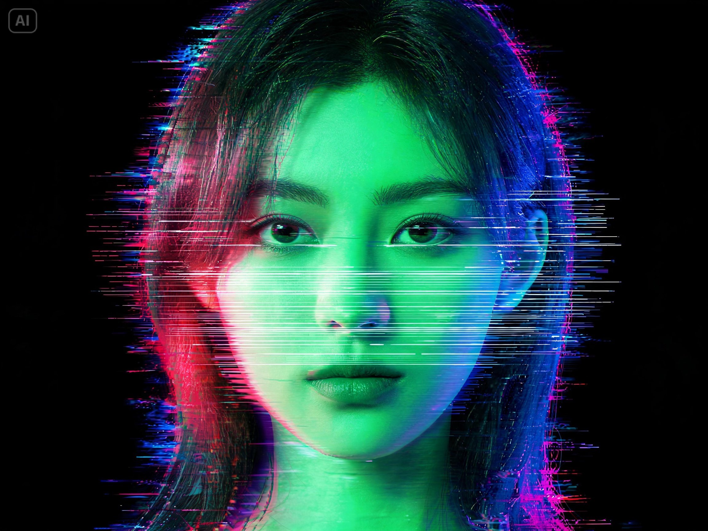 Prompt for an RGB channel split portrait