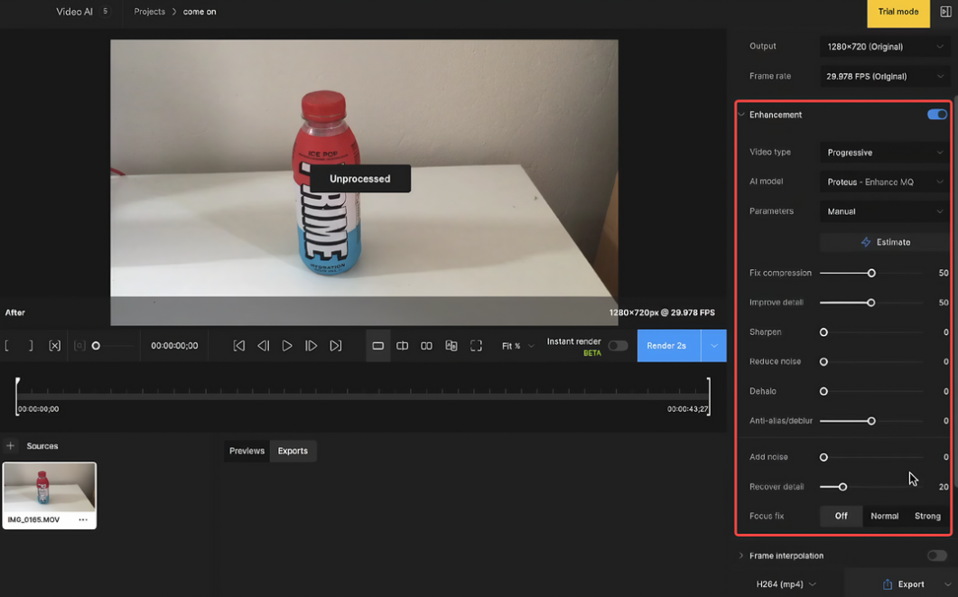 Choose AI filters and models in Topaz