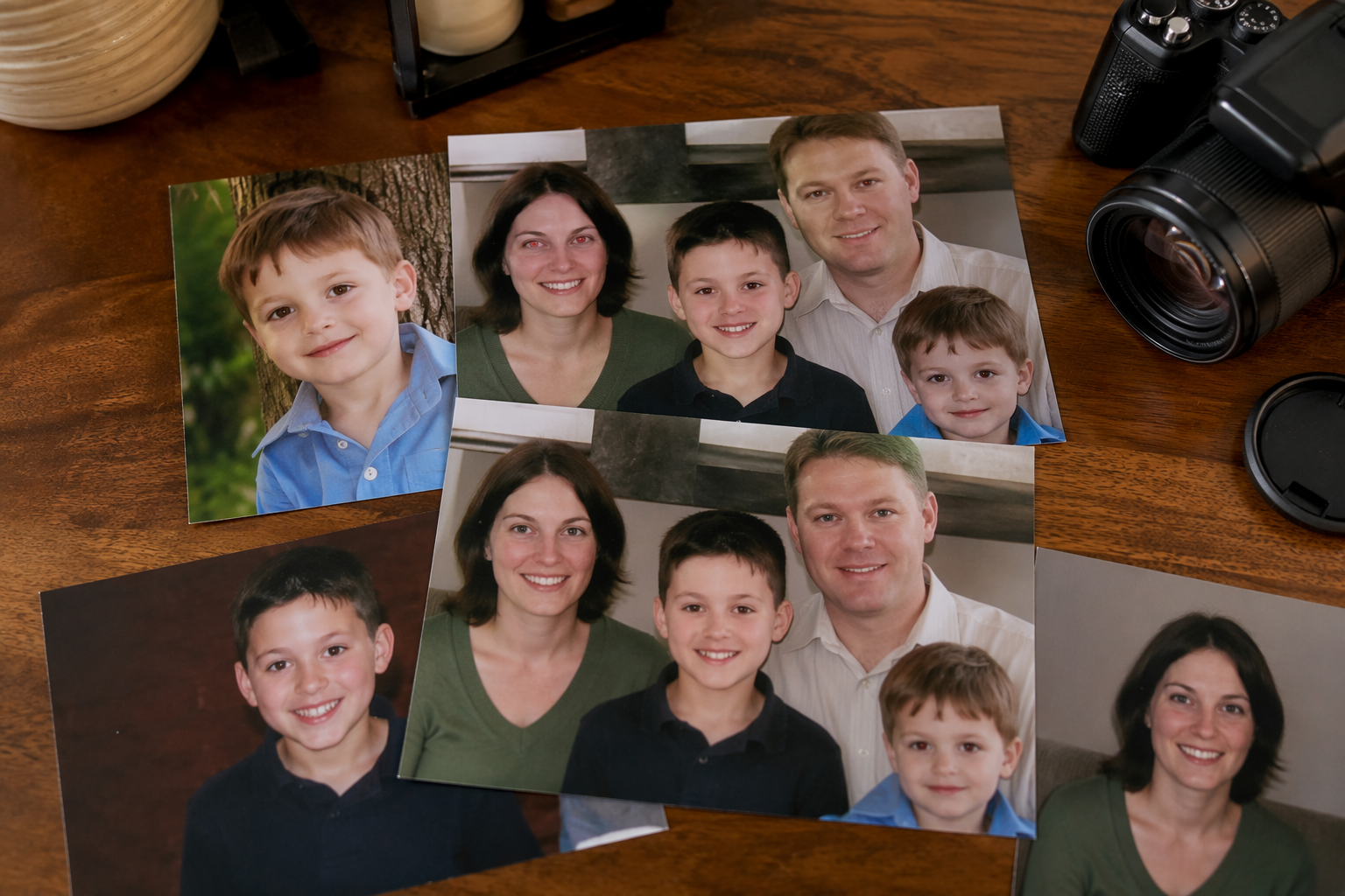 Dreamina entfernt rotes Auge aus Fotoaufforderung Beispiel 2: Familie Snapshot Fix