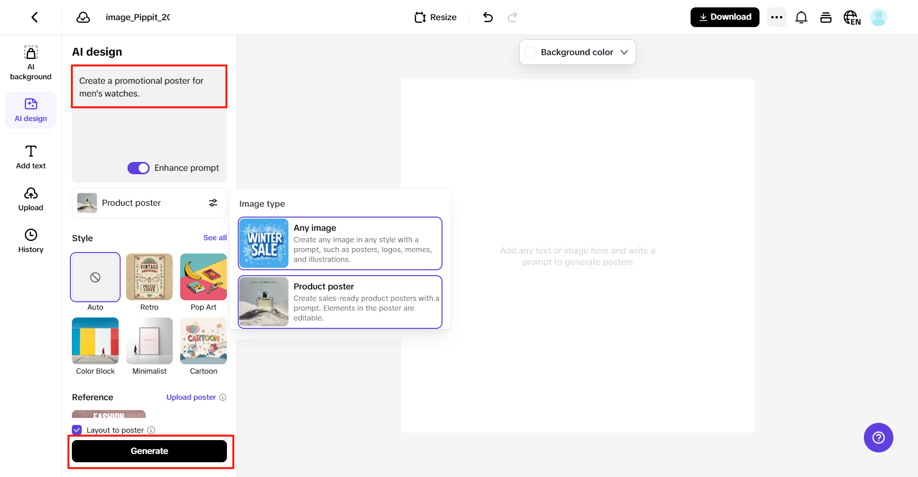 Text-to-visual content generation