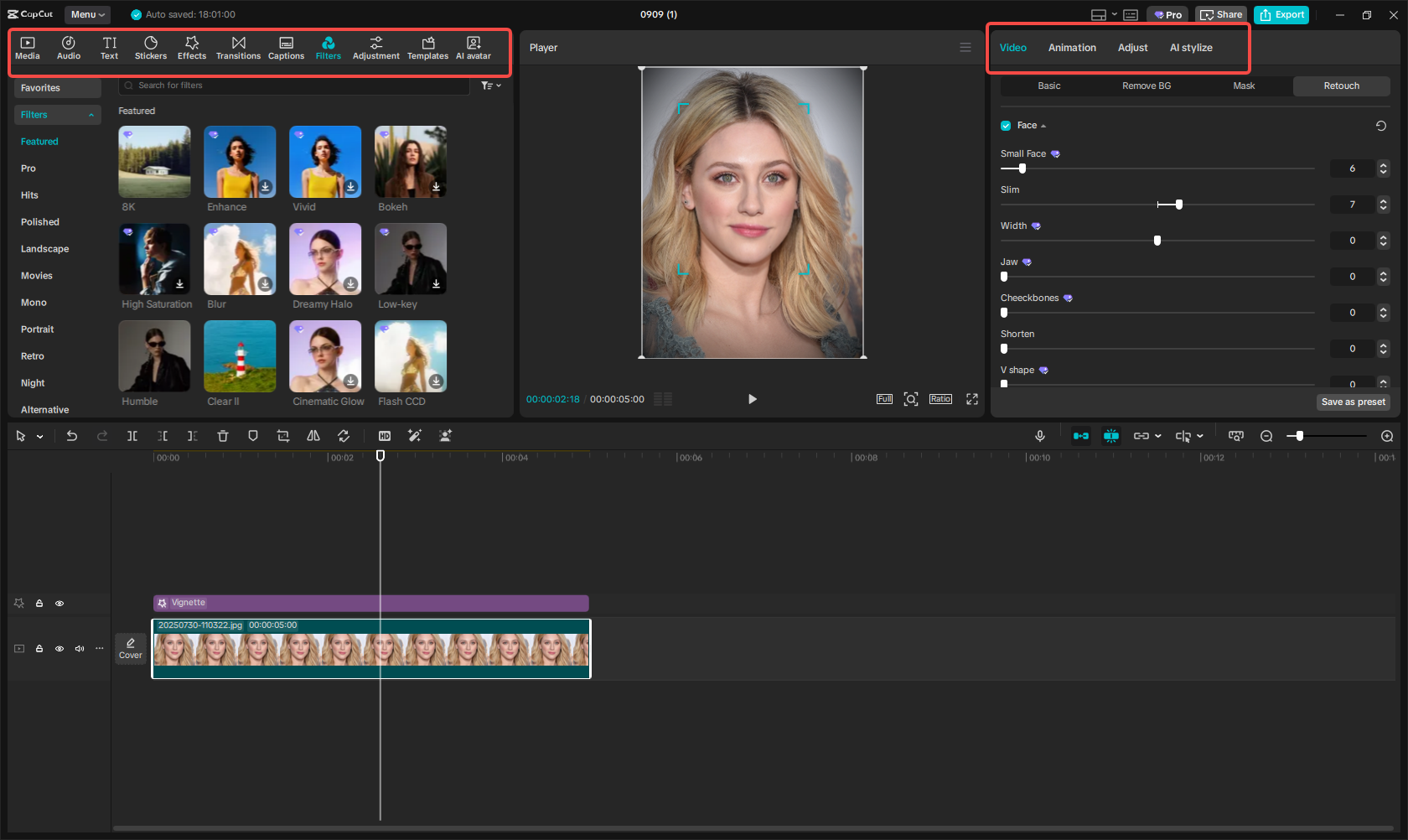 Bearbeiten und verbessern Sie das Bild mit CapCut reichhaltigen Funktionen
