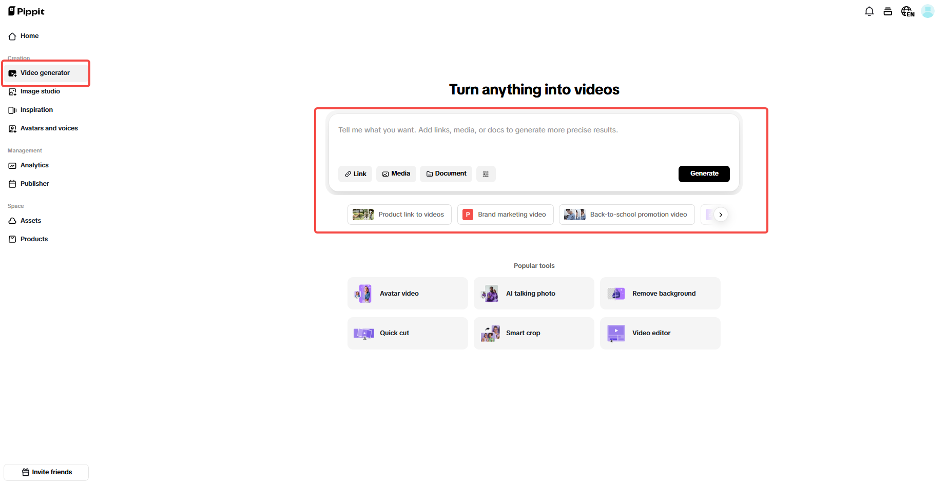 Masukkan pautan produk atau media