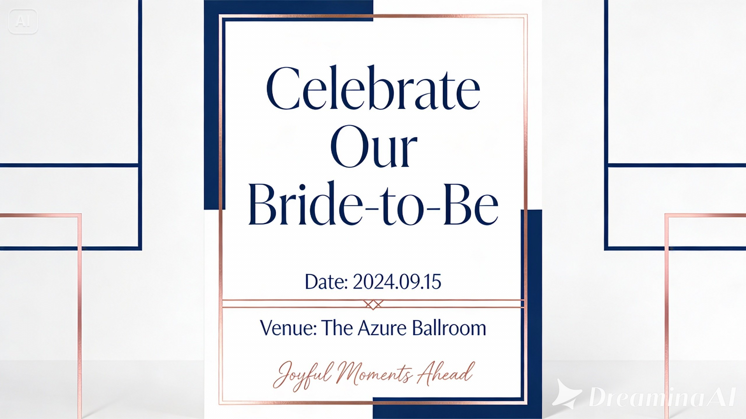 Invitație modernă minimalistă pentru petrecerea miresei