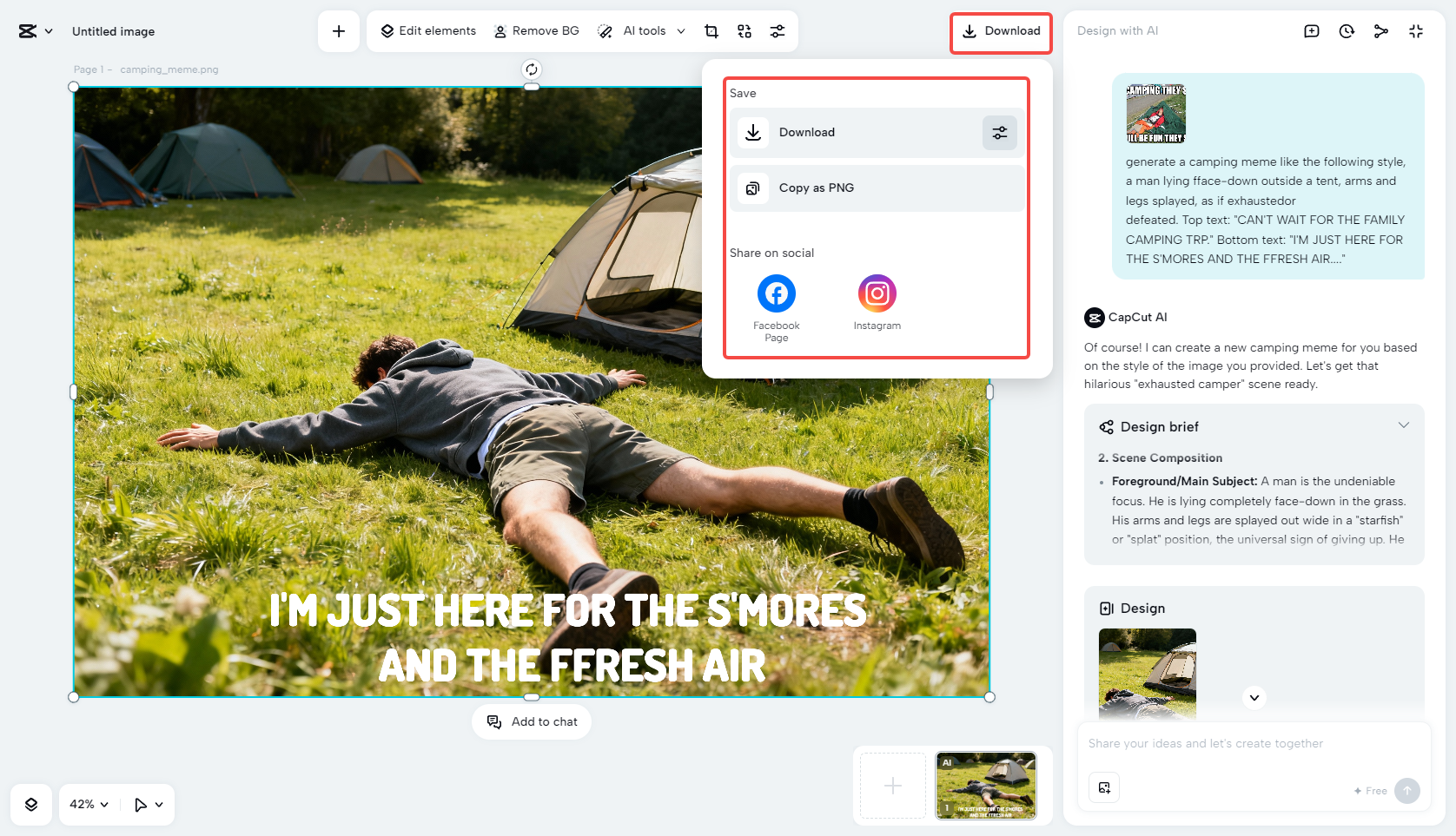 Download the camping meme