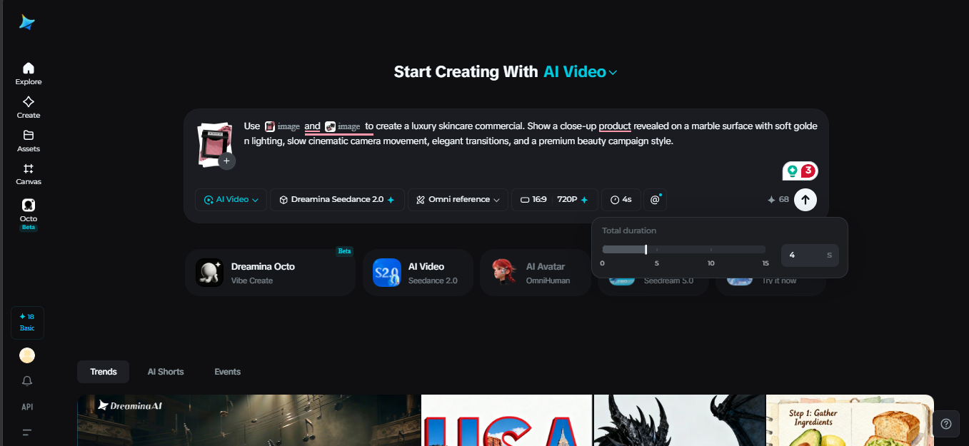 Write a detailed video prompt and adjust settings