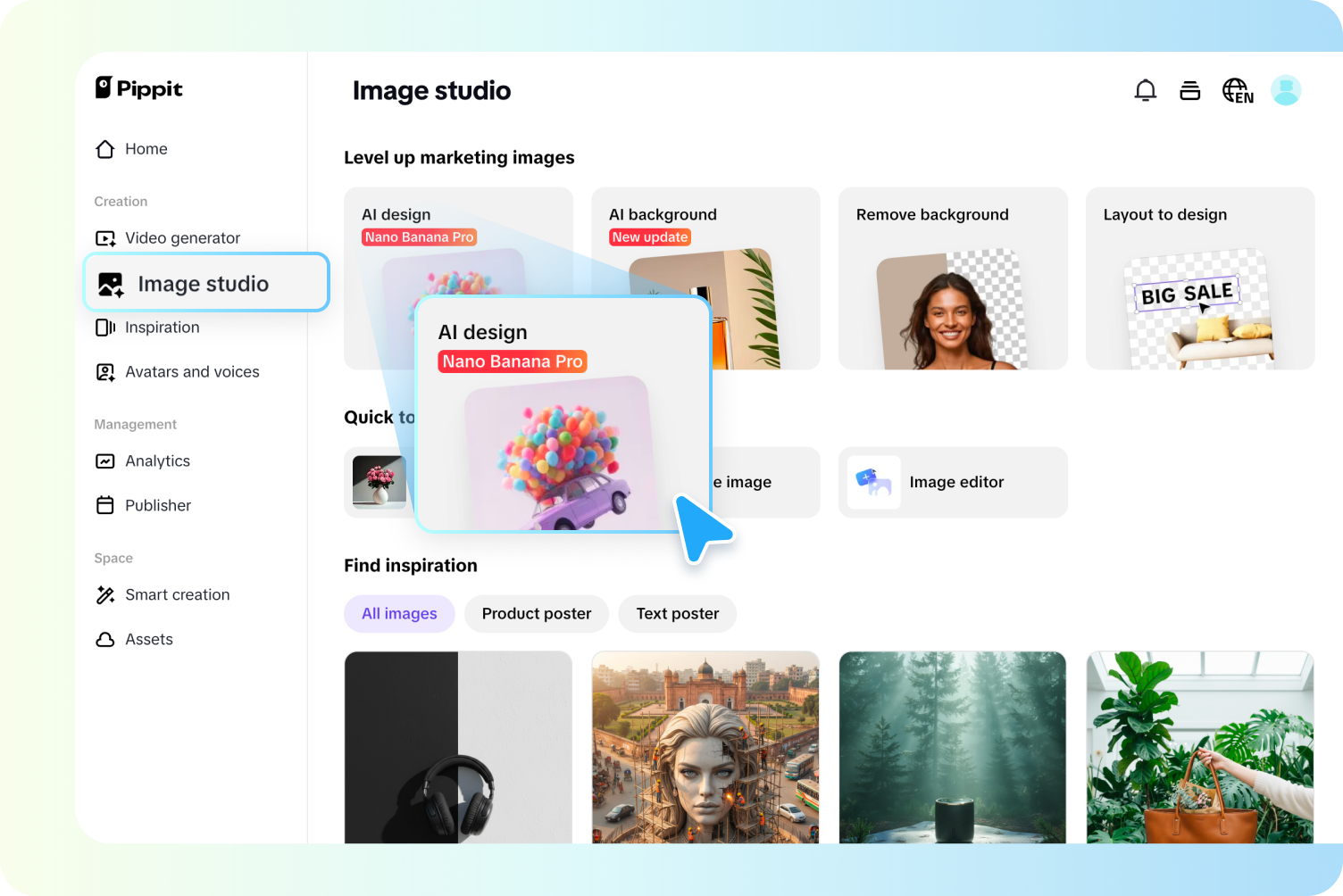Open AI design tool for glare removal