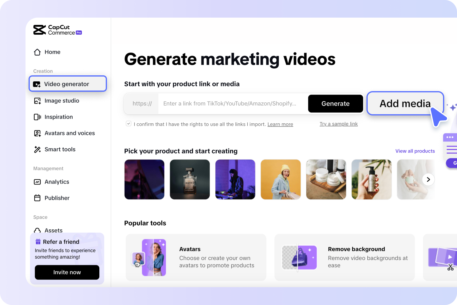 Mulai dengan tautan atau media