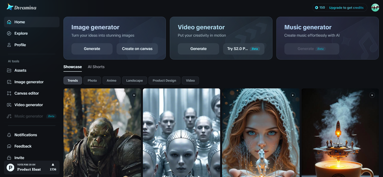 Dreamina homepage